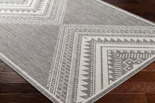 Long Beach LBH-2337 7ft Runner Machine Woven Indoor/Outdoor Runner Rug