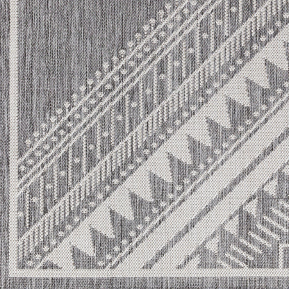 Long Beach LBH-2337 7ft Runner Machine Woven Indoor/Outdoor Runner Rug