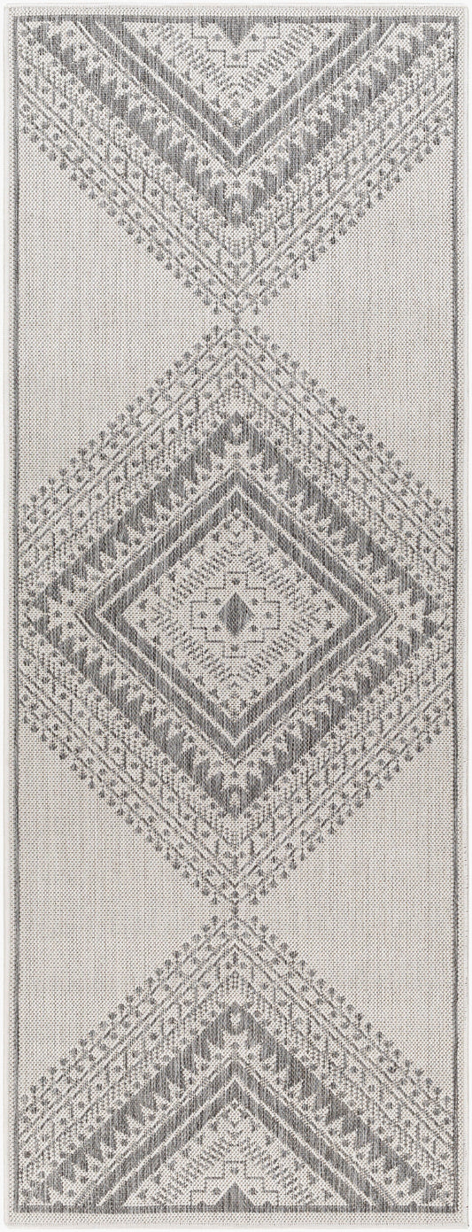 Long Beach LBH-2338 7ft Runner Machine Woven Indoor/Outdoor Runner Rug