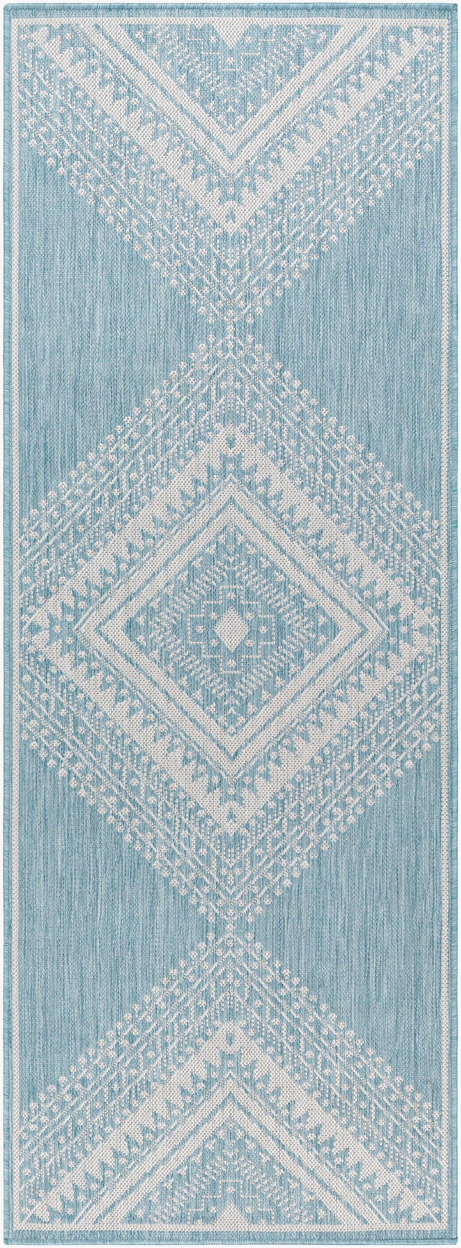 Long Beach LBH-2339 7ft Runner Machine Woven Indoor/Outdoor Runner Rug