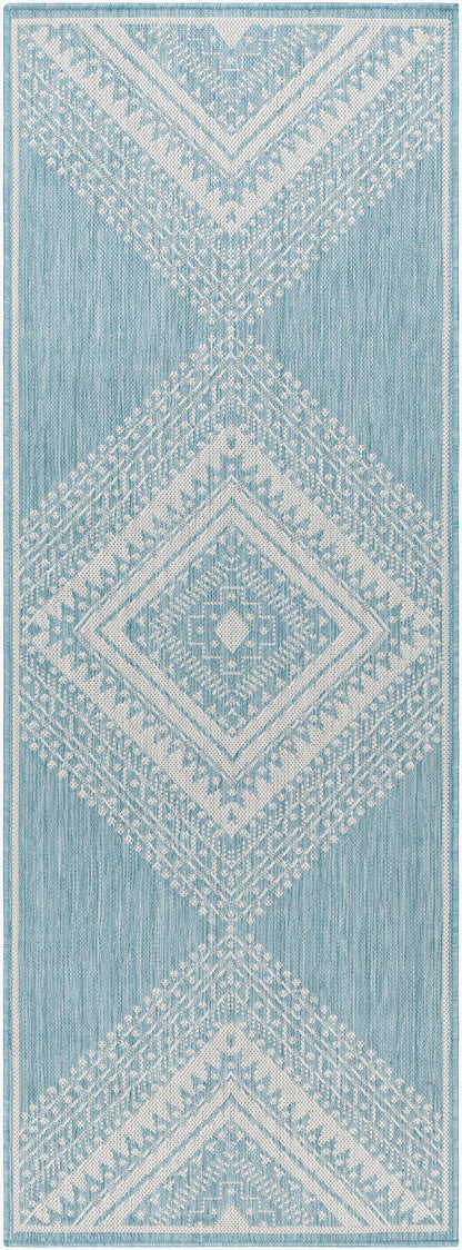 Long Beach LBH-2339 7ft Runner Machine Woven Indoor/Outdoor Runner Rug