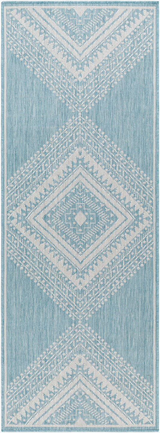 Long Beach LBH-2339 7ft Runner Machine Woven Indoor/Outdoor Runner Rug