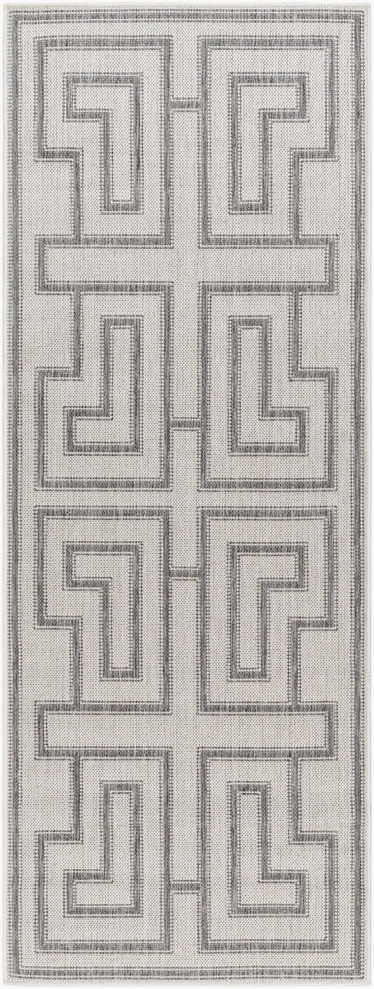 Long Beach LBH-2343 7ft Runner Machine Woven Indoor/Outdoor Runner Rug