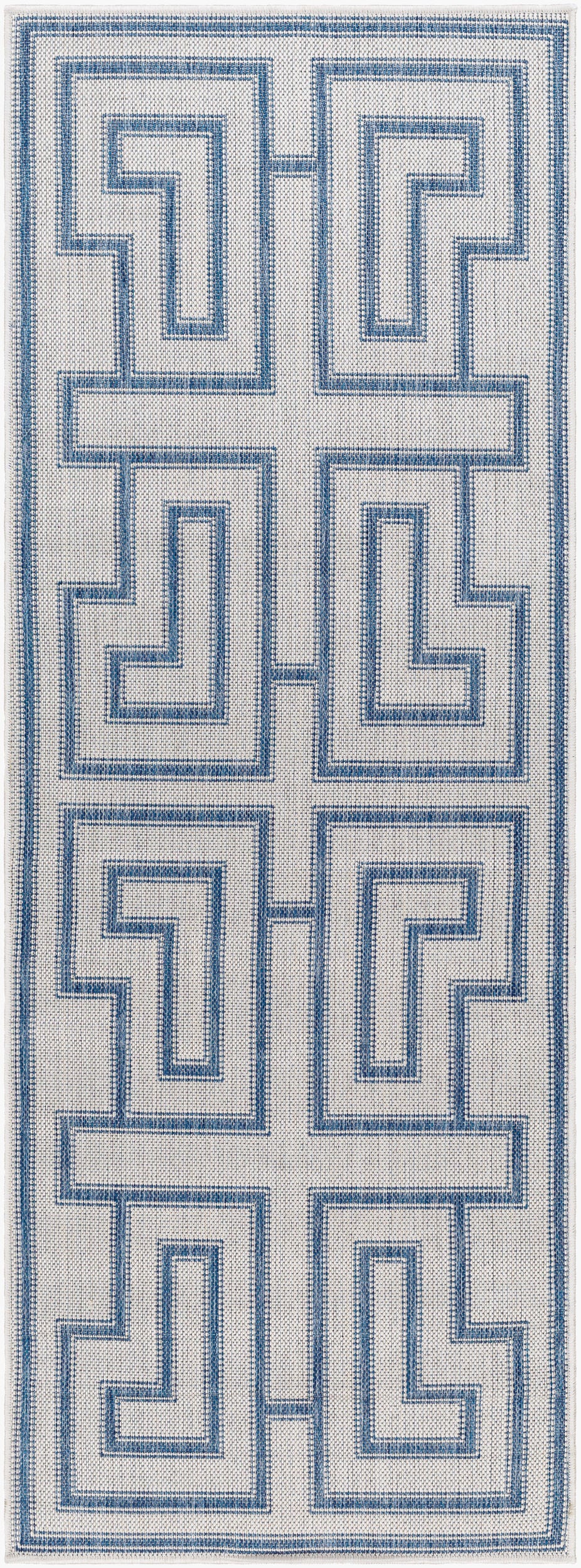Long Beach LBH-2344 7ft Runner Machine Woven Indoor/Outdoor Runner Rug