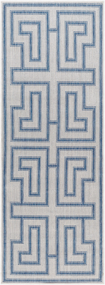 Long Beach LBH-2344 7ft Runner Machine Woven Indoor/Outdoor Runner Rug