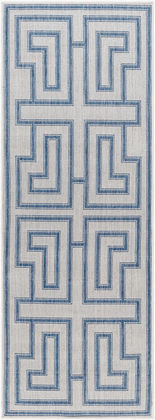 Long Beach LBH-2344 7ft Runner Machine Woven Indoor/Outdoor Runner Rug