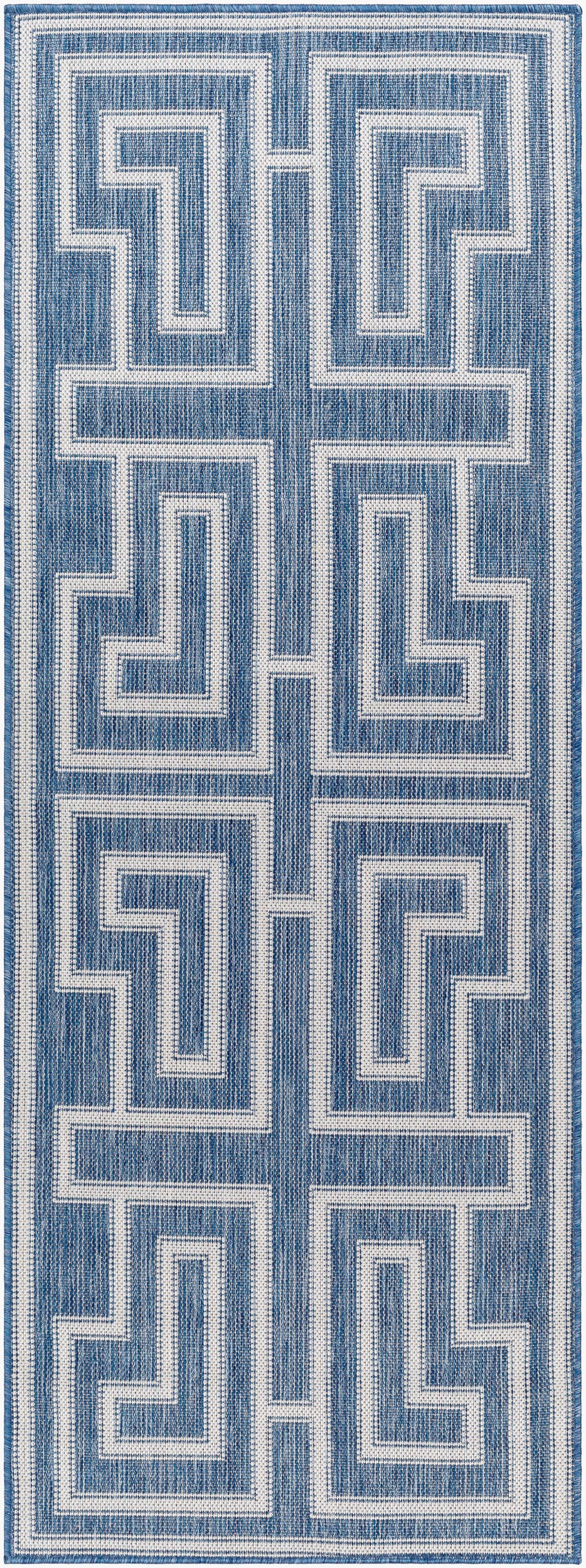Long Beach LBH-2345 7ft Runner Machine Woven Indoor/Outdoor Runner Rug