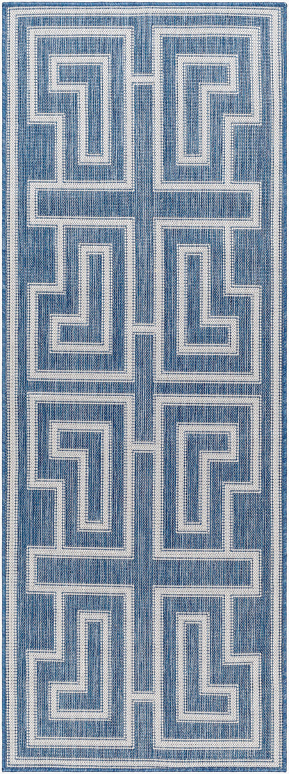 Long Beach LBH-2345 7ft Runner Machine Woven Indoor/Outdoor Runner Rug