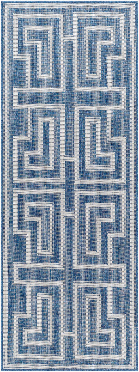 Long Beach LBH-2345 7ft Runner Machine Woven Indoor/Outdoor Runner Rug
