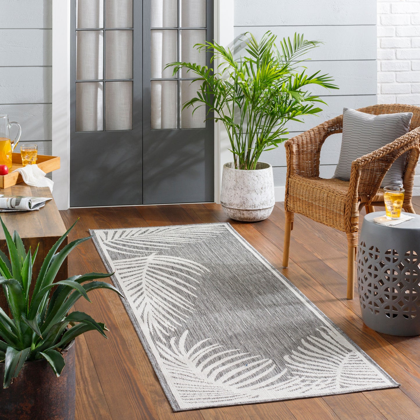 Long Beach LBH-2350 7ft Runner Machine Woven Indoor/Outdoor Runner Rug