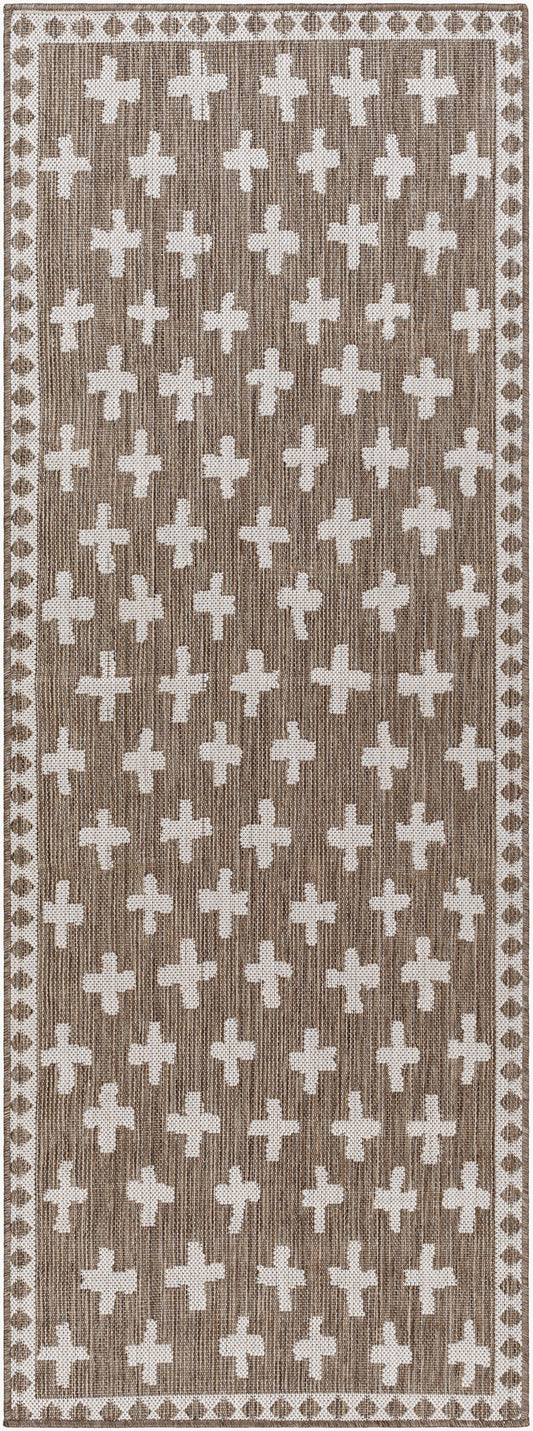 Long Beach LBH-2358 7ft Runner Machine Woven Indoor/Outdoor Runner Rug