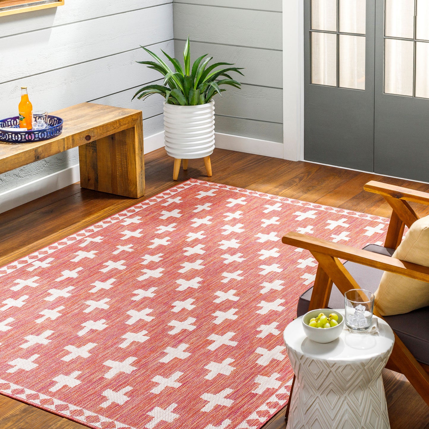 Long Beach LBH-2359 5' x 7' Machine Woven Indoor/Outdoor Area Rug