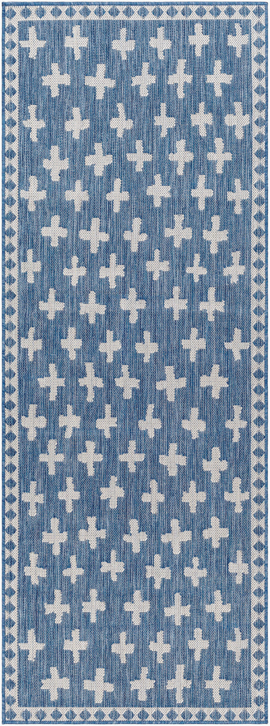 Long Beach LBH-2363 7ft Runner Machine Woven Indoor/Outdoor Runner Rug