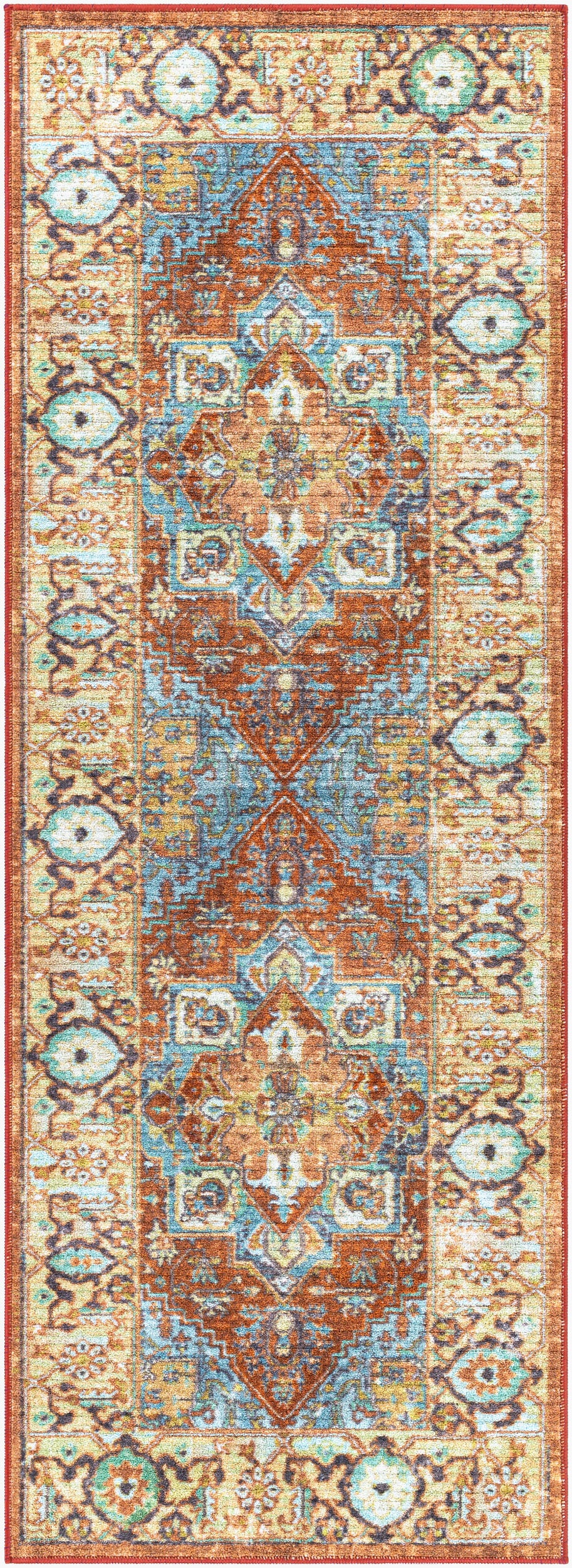 Leicester LEC-2307 7ft Runner Machine Woven Washable Runner Rug