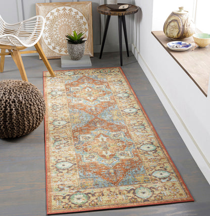 Leicester LEC-2307 7ft Runner Machine Woven Washable Runner Rug