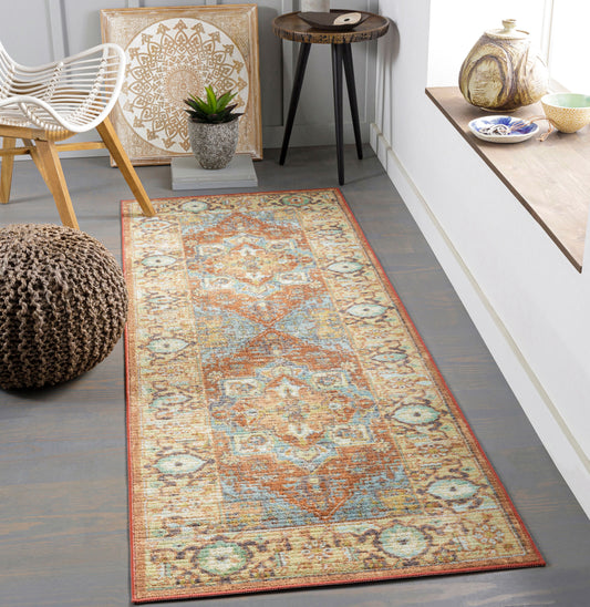 Leicester LEC-2307 7ft Runner Machine Woven Washable Runner Rug