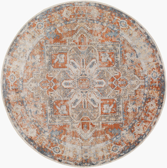 Lillian LLL-2302 6ft Round Machine Woven Washable Area Rug