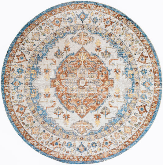 Lillian LLL-2305 6ft Round Machine Woven Washable Area Rug