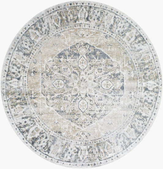 Lillian LLL-2309 6ft Round Machine Woven Washable Area Rug