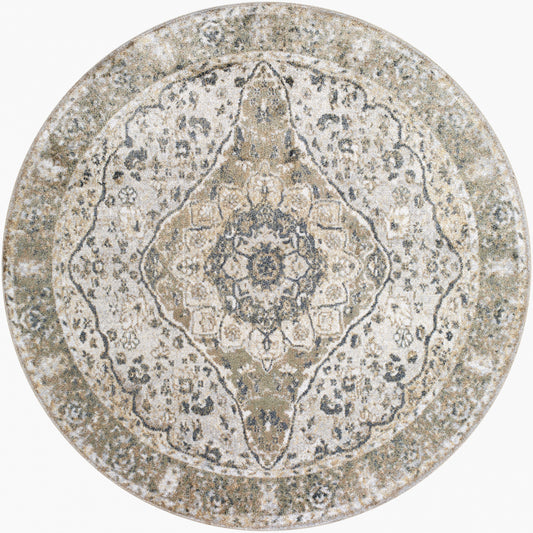 Lillian LLL-2322 6ft Round Machine Woven Washable Area Rug