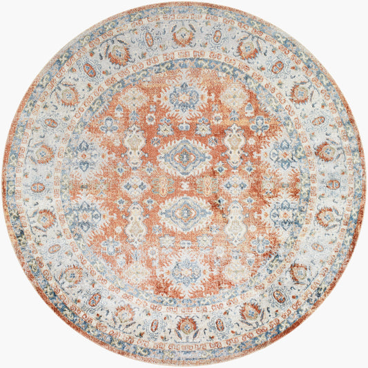 Lillian LLL-2324 6ft Round Machine Woven Washable Area Rug