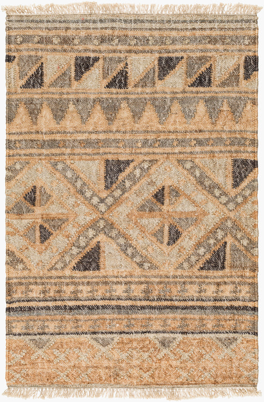 Alfombra decorativa de yute hecha a mano Lenora LNR-1006 de 2' x 3'