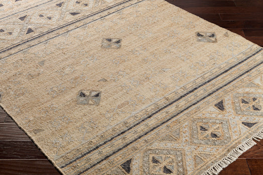 Alfombra decorativa de yute hecha a mano Lenora LNR-1006 de 2' x 3'
