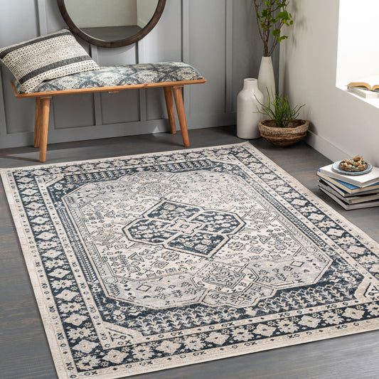 Lavadora LVR-2324 6ft Round Machine Woven Washable Area Rug