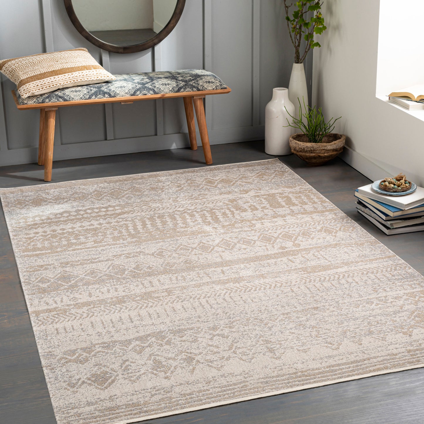 Lavadora LVR-2331 6ft Round Machine Woven Washable Area Rug