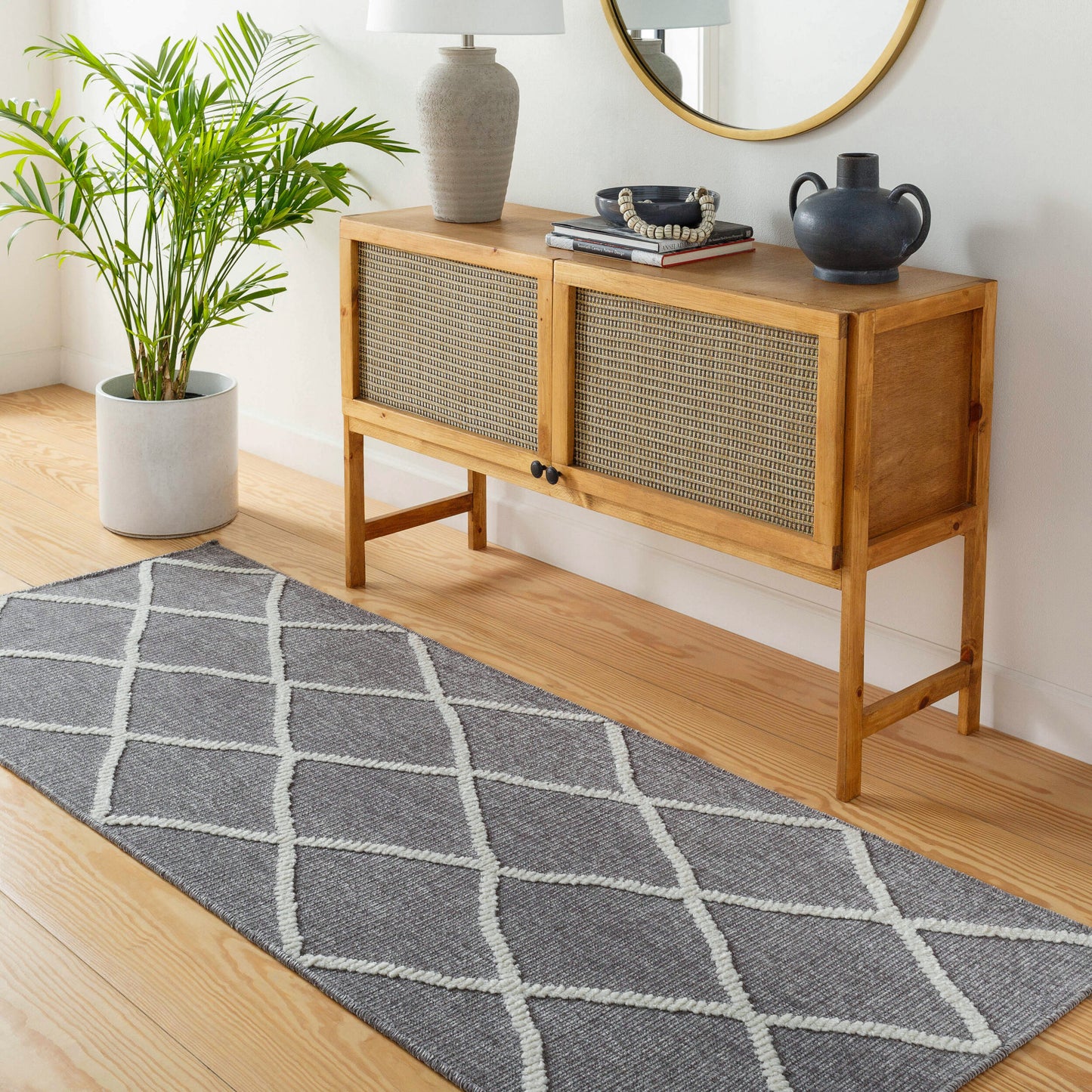 Lyna LYA-2304 7ft Runner Machine Woven Washable Runner Rug