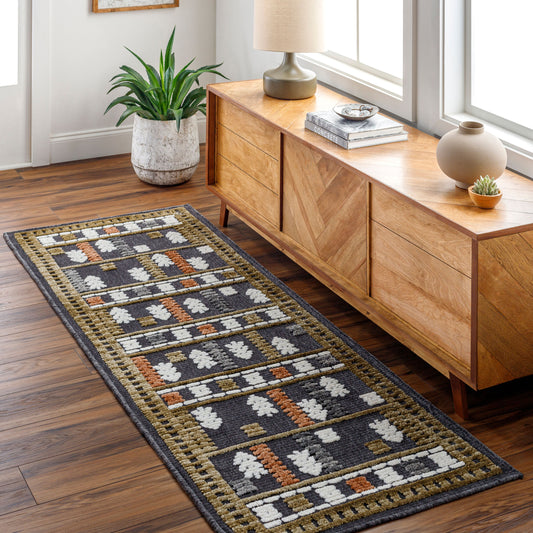 Lyna LYA-2308 7ft Runner Machine Woven Washable Runner Rug