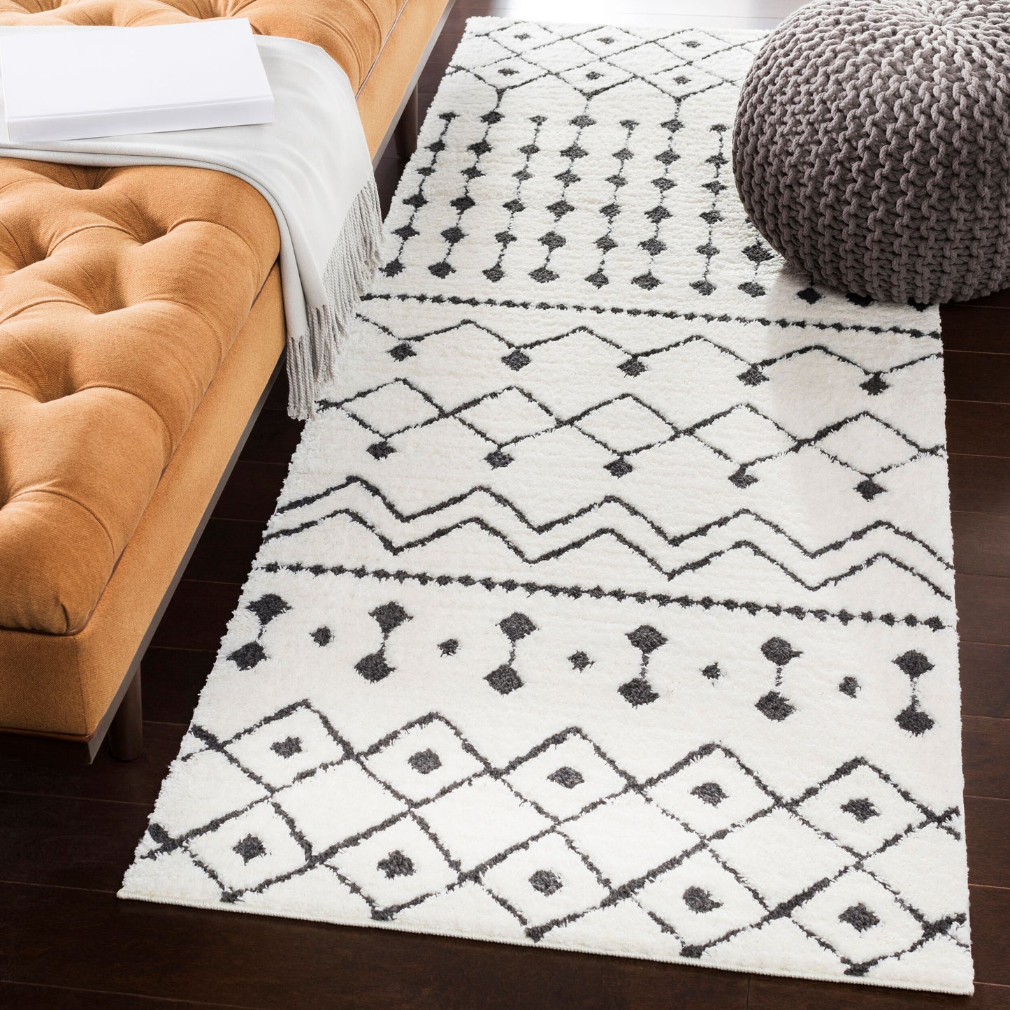 Moroccan Shag MCS-2309 7ft Runner Machine Woven Runner Rug