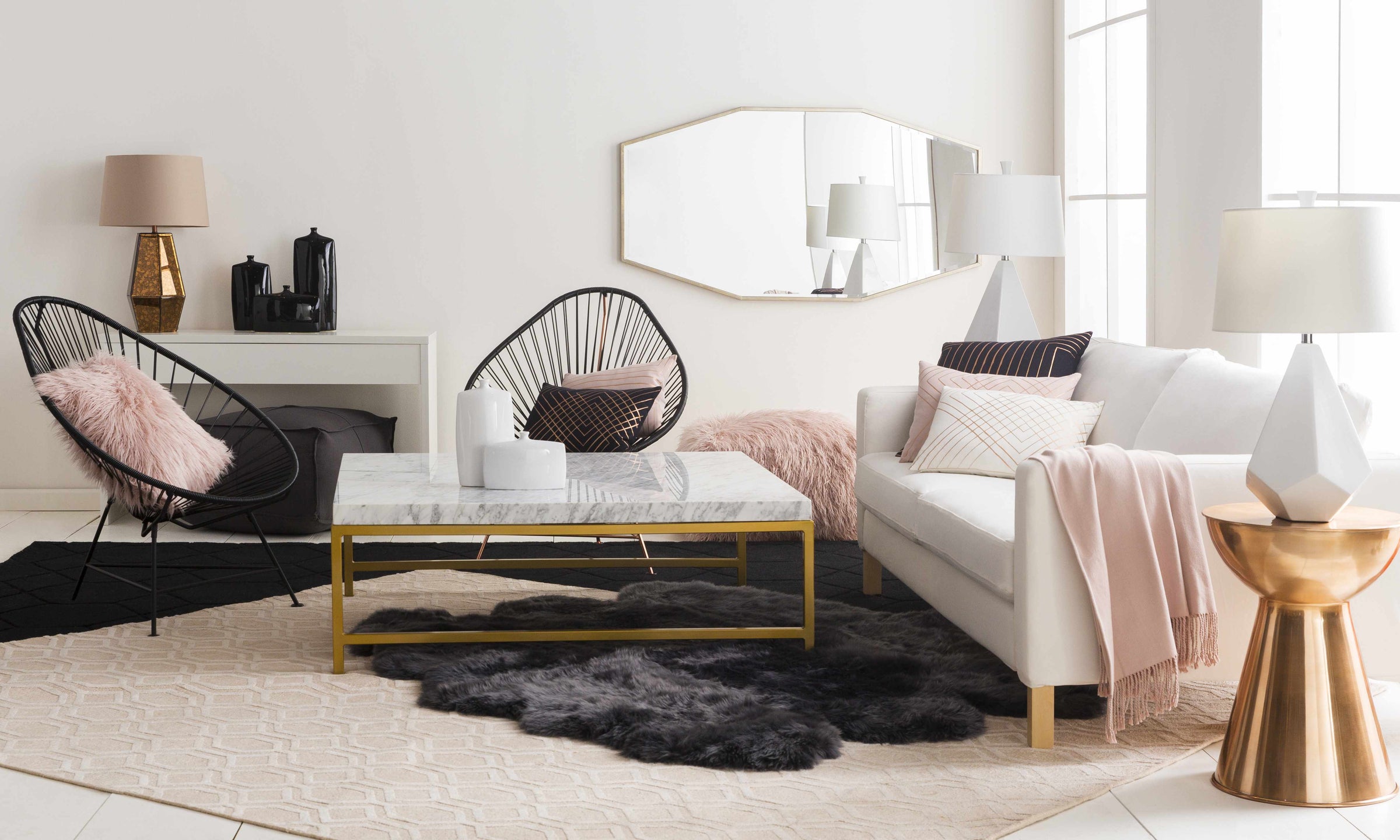 Decorative Accents : DRV-602,DRV-601,Mirrors : ADA-3000,Pillows : CSC-001,CSC-003,KHR-004,CSC-006,CSC-005,CSC-002,Pouf : SLPH-008,KHPF-004,Rugs : SHS-9602,BEL-3002,M-5431,Table Lamps : RYD-460,Throws : CNL-1006