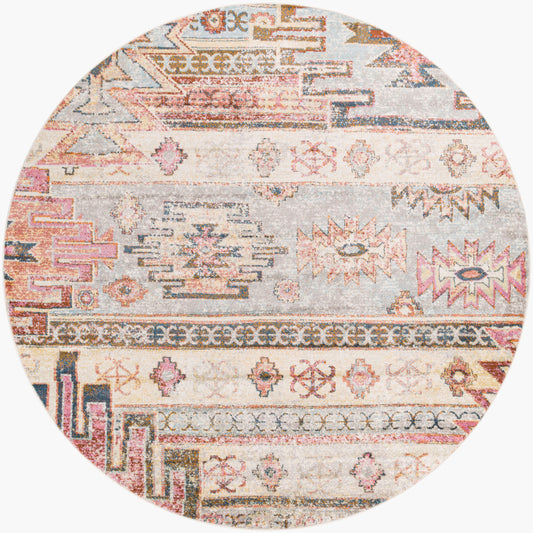 New Mexico NWM-2311 8ft Round Machine Woven Area Rug