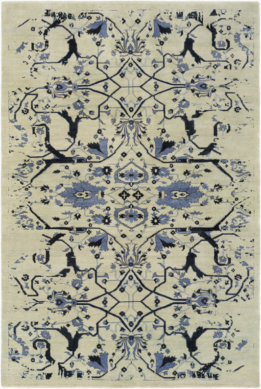 Alfombra de lana opulenta OPE-6008 de 1,2 m x 1,8 m, hecha a mano