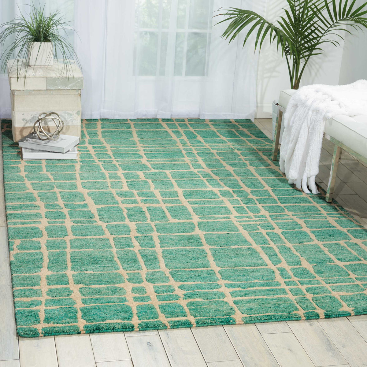 Tahoe Modern MTA03 Turqoise Green Knotted Rug