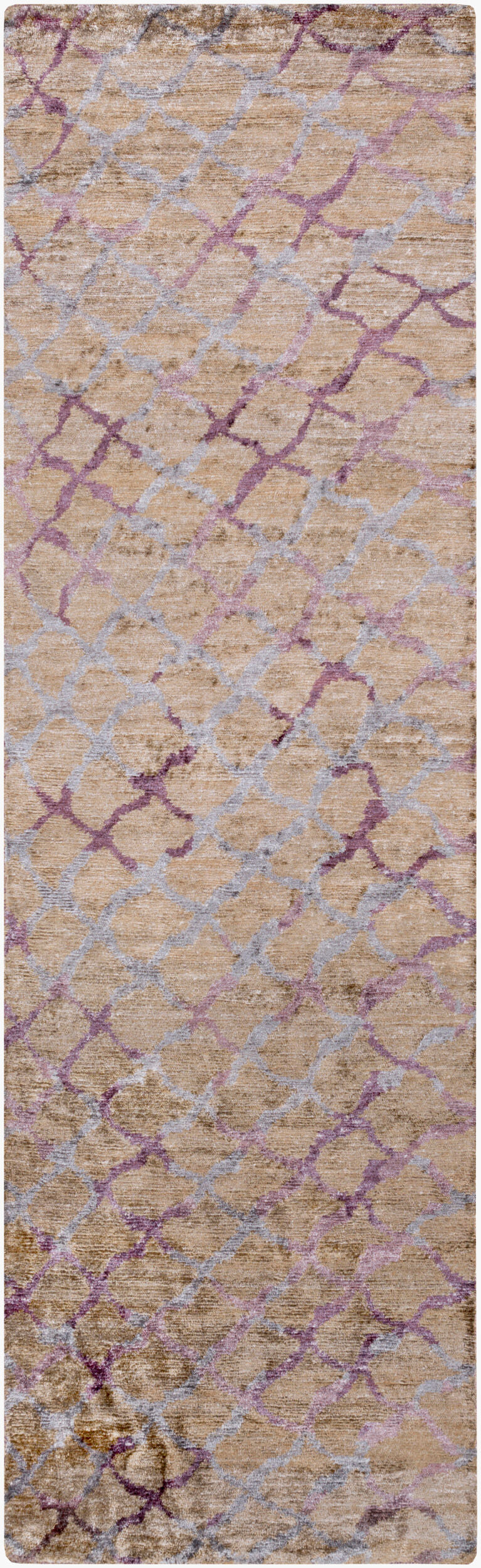 Platinum PLAT-9020 8ft Runner Handmade Faux Silk Runner Rug