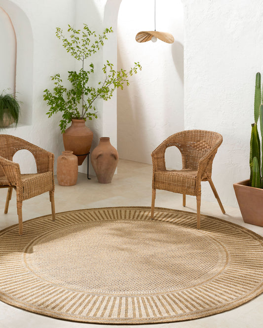 Alfombra redonda tejida a máquina de 2,4 m (8 pies) para interior y exterior de Pismo Beach PMB-2303