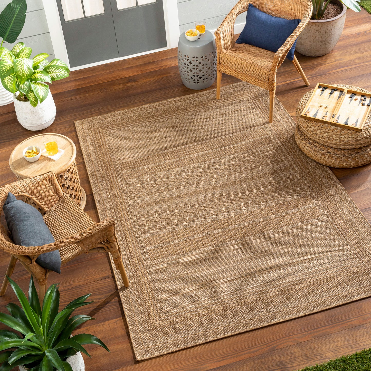Pismo Beach PMB-2306 8ft Square Machine Woven Indoor/Outdoor Area Rug