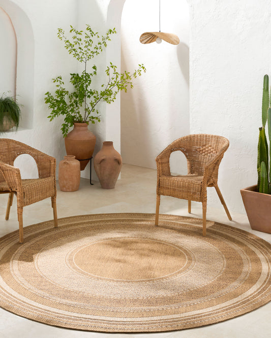 Pismo Beach PMB-2307 8ft Round Machine Woven Indoor/Outdoor Area Rug