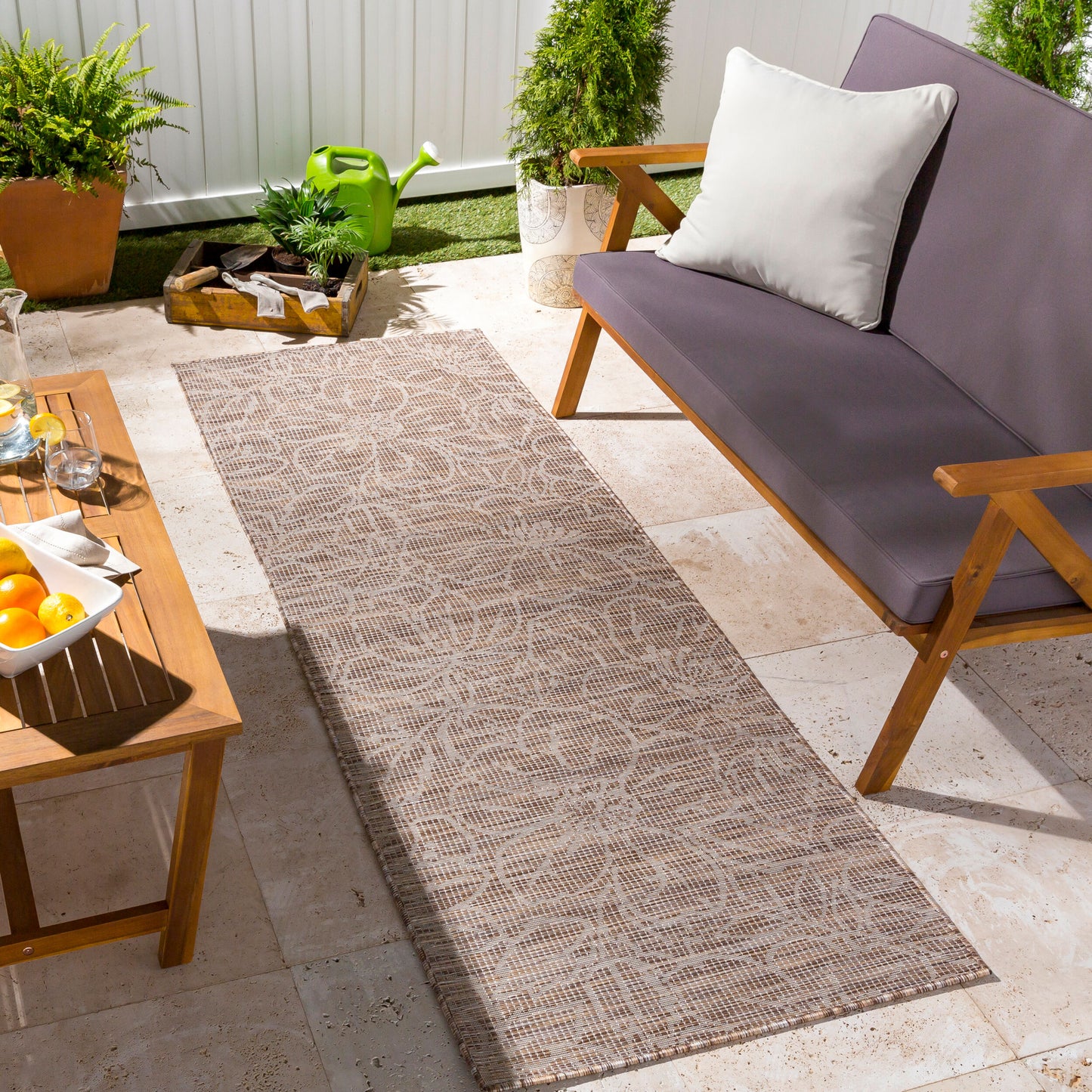 Pasadena PSA-2325 7ft Runner Machine Woven Indoor/Outdoor Runner Rug