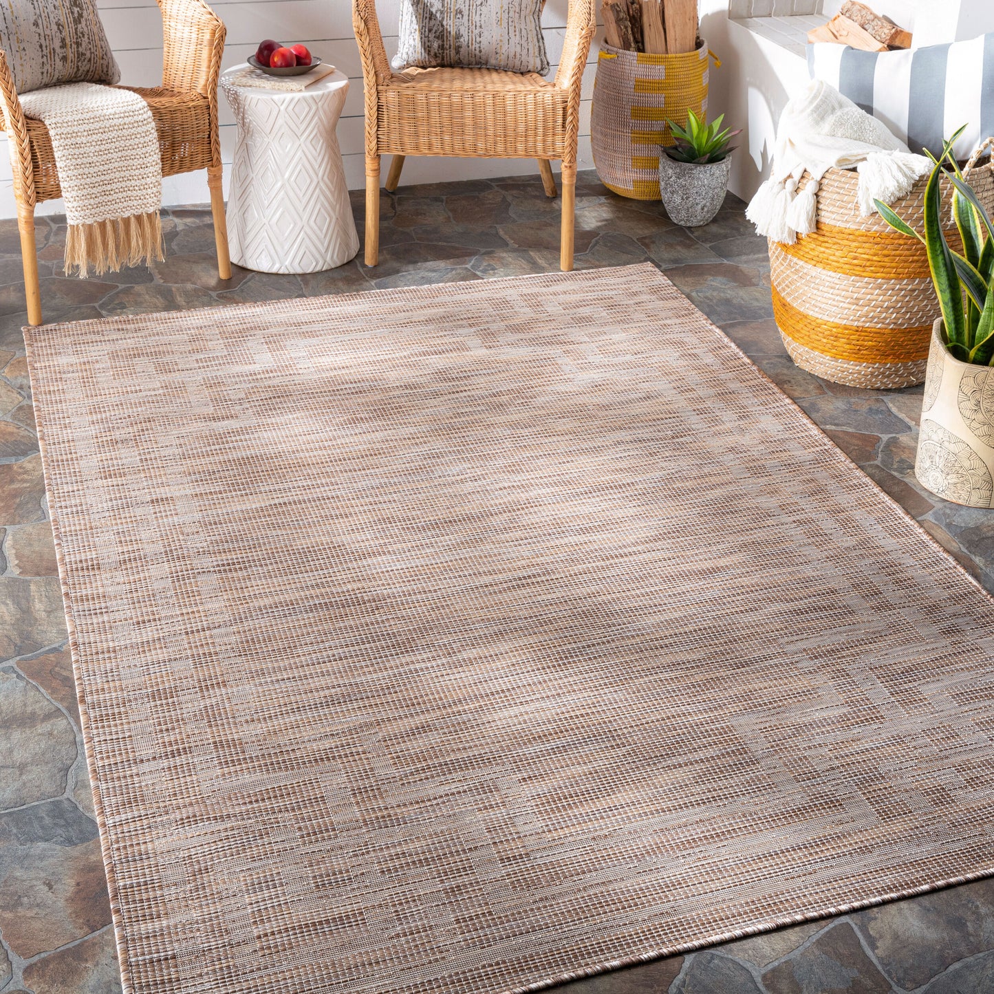 Alfombra Pasadena PSA-2349 de 8' x 10' tejida a máquina para interiores y exteriores