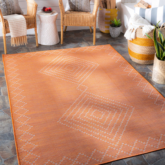 Alfombra decorativa para interior y exterior Pasadena PSA-2371 de 2' x 4', tejida a máquina