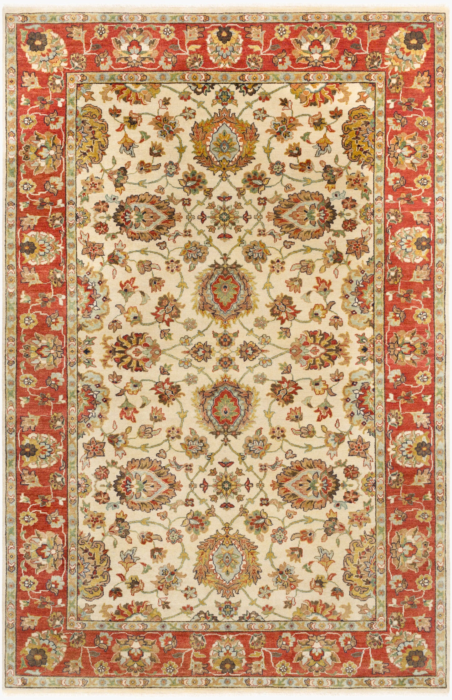 Alfombra de lana hecha a mano Pazyryk PZY-1002 de 1,83 m x 2,74 m