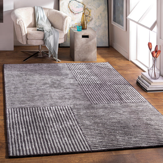 Quartz QTZ-5038 2' x 3' Handmade Faux Silk Accent Rug