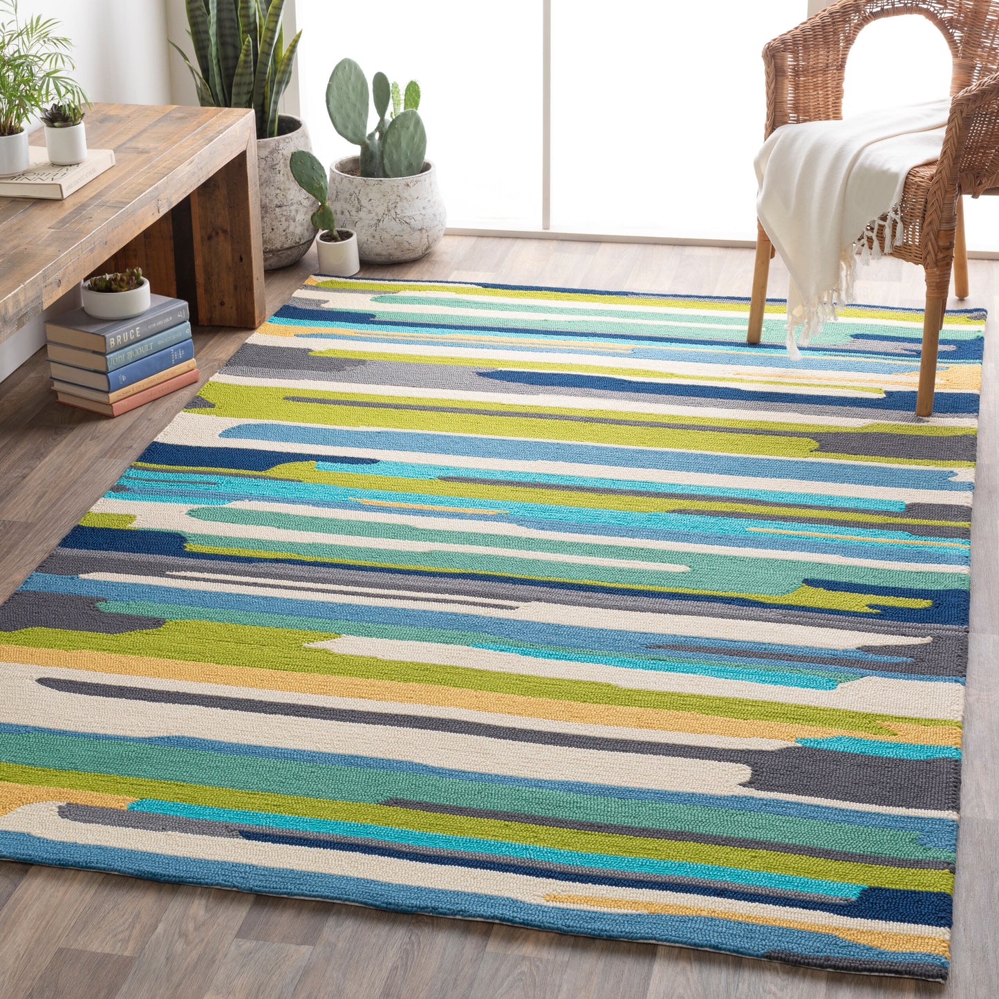 Alfombra decorativa para interior y exterior hecha a mano Rain RAI-1270 de 90 x 150 cm