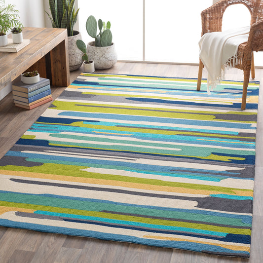 Alfombra decorativa para interior y exterior hecha a mano Rain RAI-1270 de 90 x 150 cm