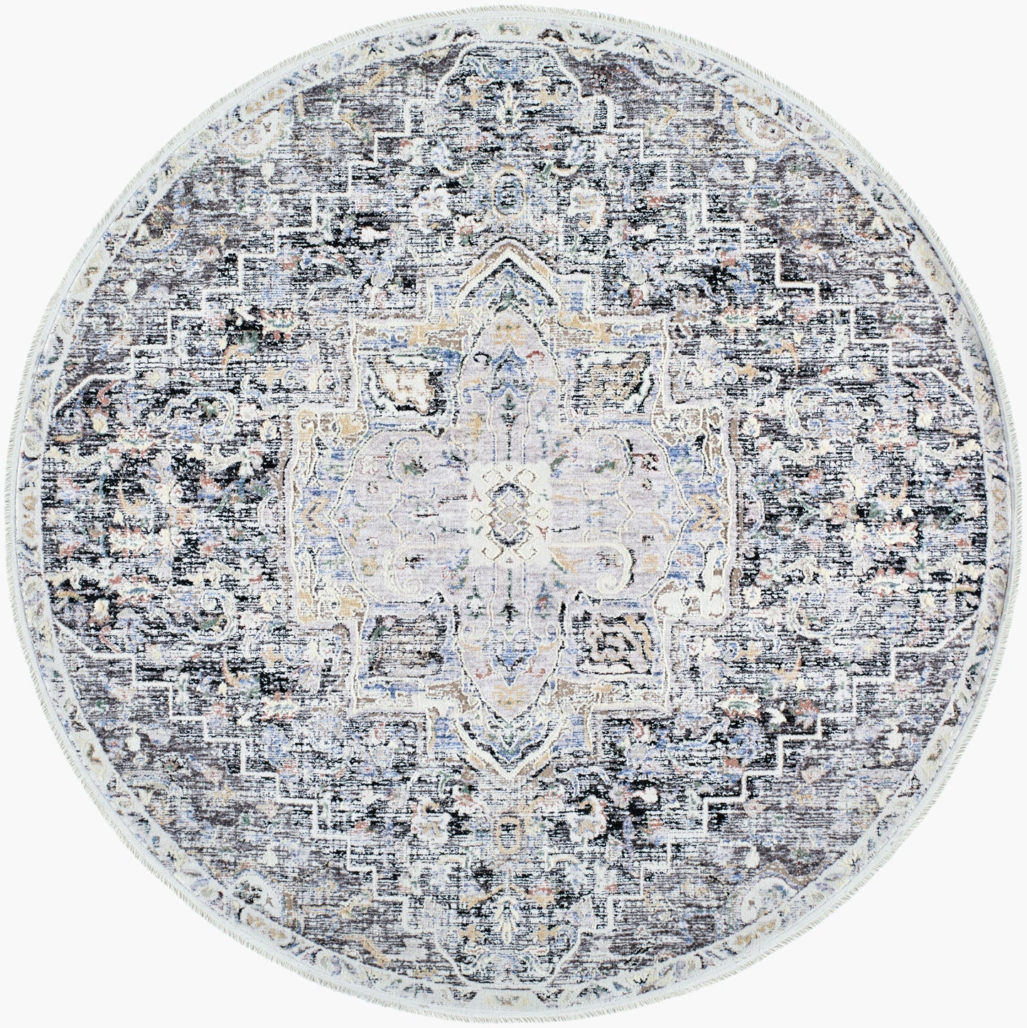 Rivaldo RVD-2301 7ft Round Machine Woven Area Rug