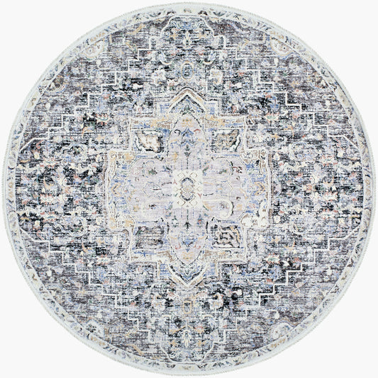 Rivaldo RVD-2301 7ft Round Machine Woven Area Rug