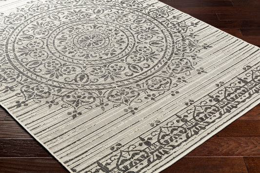 Alfombra decorativa Ravello RVL-2332 de 2' x 3' para interiores y exteriores, tejida a máquina